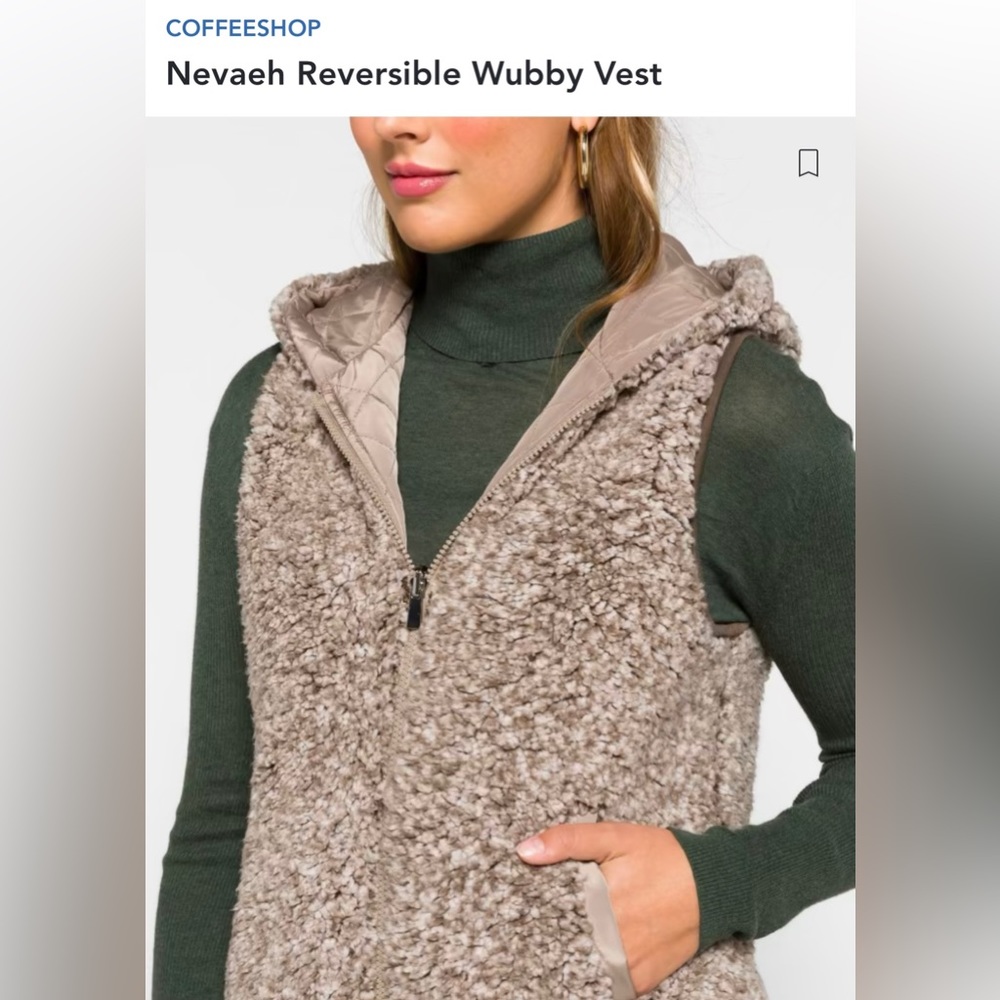 CoffeeShop Nevaeh Reversible Wubby Vest in Taupe
